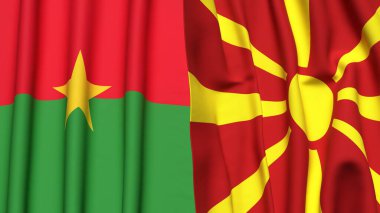 Gerçekçi kumaş dokusuna sahip BURKINA-FASSO ve MACEDONIA bayrakları