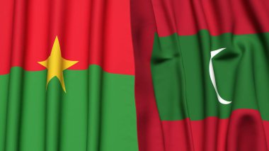 BURKINA-FASSO ve MALDIVES bayrakları gerçekçi kumaş dokusuyla