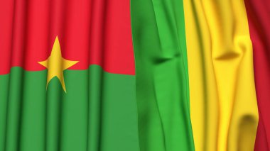Gerçekçi kumaş dokusuna sahip BURKINA-FASSO ve MALI bayrakları