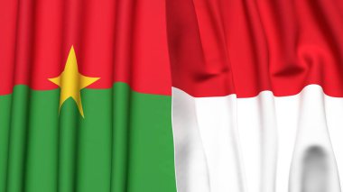 BURKINA-FASSO ve Monako 'nun gerçekçi kumaş dokusuna sahip bayrakları
