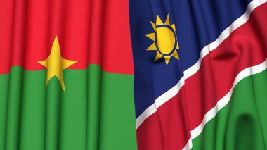 Gerçekçi kumaş dokulu Burkina-FASSO ve NAMIBIA bayrakları