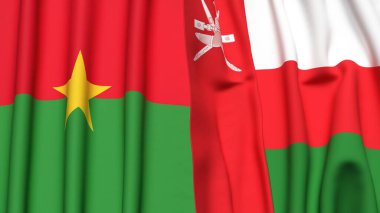 BURKINA-FASSO Bayrakları ve gerçekçi kumaş dokusuna sahip OMAN