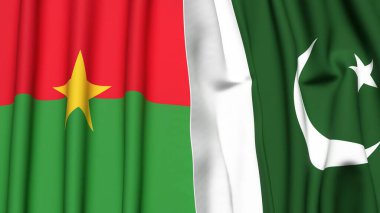Gerçekçi kumaş dokusuna sahip BURKINA-FASSO ve PAKISTAN bayrakları