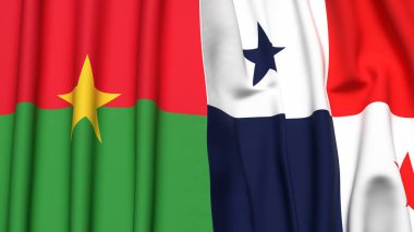 Gerçekçi kumaş dokusuna sahip BURKINA-FASSO ve Panama bayrakları