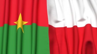 Gerçekçi kumaş dokusuna sahip BURKINA-FASSO ve POLAND bayrakları