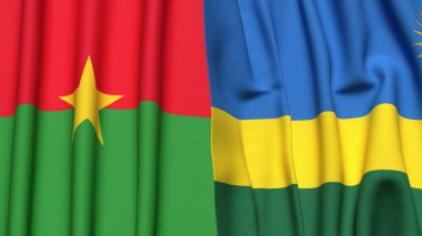 Gerçekçi kumaşlı BURKINA-FASSO ve Rwanda bayrakları