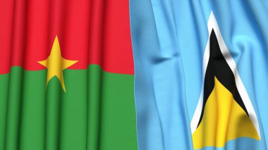 Gerçekçi kumaşlı BURKINA-FASSO Bayrakları ve Aziz LUCIA