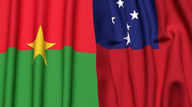Gerçekçi kumaş dokusuna sahip Burkina-FASSO ve SAMOA bayrakları