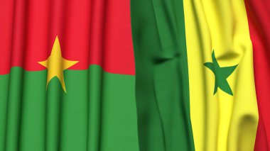 BURKINA-FASSO ve Senegal bayrakları gerçekçi kumaş dokusuyla