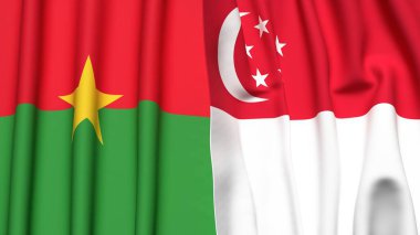 BURKINA-FASSO Bayrakları ve gerçekçi kumaş dokusuyla SINGAPORE