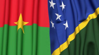 BURKINA-FASSO Bayrakları ve gerçekçi kumaş dokusuna sahip SOLOMON Adaları