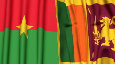 Gerçekçi kumaş dokusuna sahip BURKINA-FASSO ve SRI LANKA bayrakları