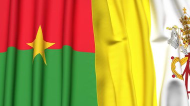 Gerçekçi kumaş dokusuna sahip BURKINA-FASSO ve VATİKAN bayrakları