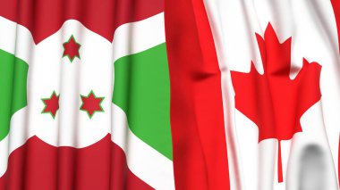 Gerçekçi kumaş dokusuna sahip BURUNDI ve CanADA bayrakları