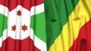 Gerçekçi kumaş dokusuna sahip BURUNDI ve CONGO R bayrakları