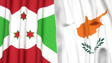 Gerçekçi kumaş dokusuna sahip BURUNDI ve CYPRUSS bayrakları
