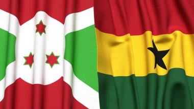 Gerçekçi kumaşlı BURUNDI ve GHANA bayrakları
