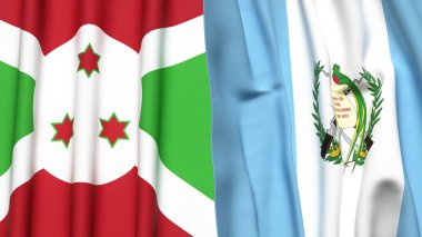 Gerçekçi kumaş dokusuna sahip BURUNDI ve GUATEMALA bayrakları