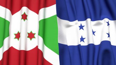 Gerçekçi kumaş dokusuna sahip BURUNDI ve HONDURAS bayrakları
