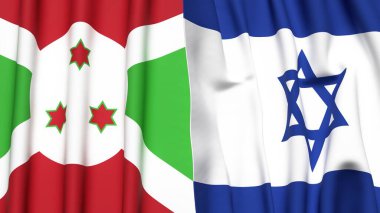 Gerçekçi kumaşlı BURUNDI ve İsrail bayrakları
