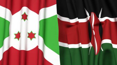Gerçekçi kumaş dokusuna sahip BURUNDI ve KENYA bayrakları