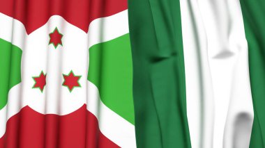 Gerçekçi kumaş dokusuna sahip BURUNDI ve NIGERIA bayrakları