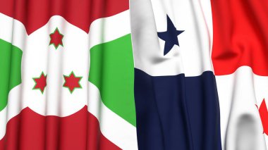 Gerçekçi kumaş dokusuna sahip BURUNDI ve Panama bayrakları