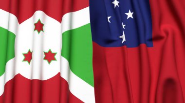 Gerçekçi kumaş desenli BURUNDI ve SAMOA bayrakları