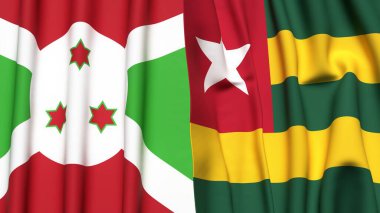 Gerçekçi kumaş desenli BURUNDI ve TOGO bayrakları