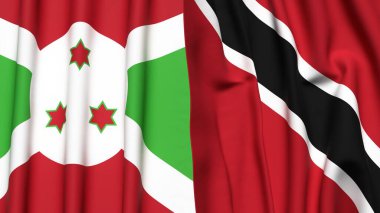 Gerçekçi kumaş dokusuna sahip BURUNDI ve TRINIDAD bayrakları