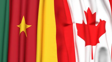 Gerçekçi kumaş desenli CAMEROON ve CANADA bayrakları