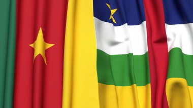 CAMEROON ve Orta Afrika Cumhuriyeti bayrakları gerçekçi kumaş dokusuna sahip