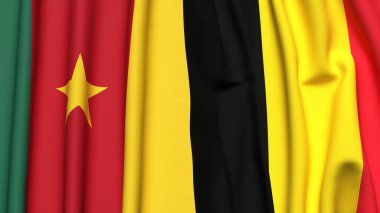 CAMEROON ve Çad bayrakları gerçekçi kumaş dokusuyla