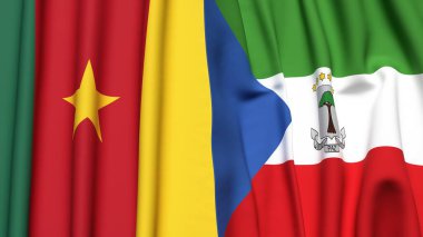 CAMEROON Bayrakları ve Eşitlikçi Guinea Gerçekçi kumaş dokusuyla