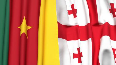 Gerçekçi kumaş dokusuna sahip CAMEROON ve GEORGIA bayrakları