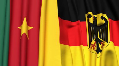 Gerçekçi kumaş dokusuna sahip CAMEROON ve GERMANY bayrakları