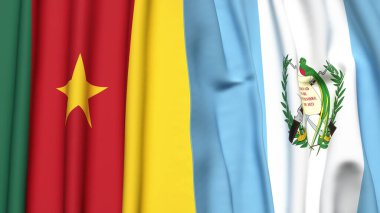 Gerçekçi kumaş dokusuna sahip CAMEROON ve GUATEMALA bayrakları