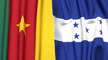 Gerçekçi kumaş dokusuna sahip CAMEROON ve HONDURAS bayrakları