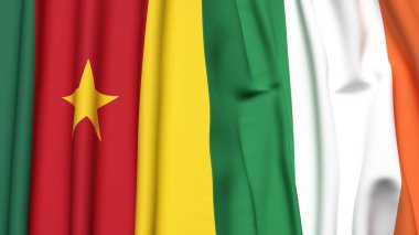 Gerçekçi kumaş dokusuna sahip CAMEROON ve IRELAND bayrakları