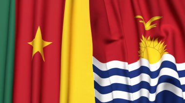 Gerçekçi kumaş dokusuna sahip CAMEROON ve KIRIBATI bayrakları