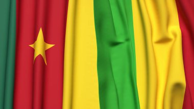 Gerçekçi kumaş dokusuna sahip CAMEROON ve MALI bayrakları