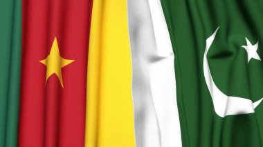 Gerçekçi kumaş dokusuna sahip CAMEROON ve PAKISTAN bayrakları