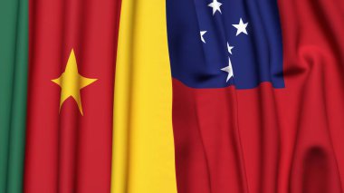Gerçekçi kumaş dokusuna sahip CAMEROON ve SAMOA bayrakları