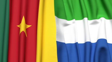 Gerçekçi kumaş dokusuna sahip CAMEROON ve SIERRA LEone bayrakları