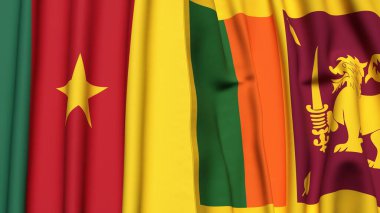 Gerçekçi kumaş dokusuna sahip CAMEROON ve SRI LANKA bayrakları