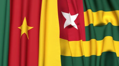 Gerçekçi kumaş dokusuna sahip CAMEROON ve TOGO bayrakları