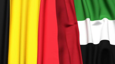 Çad ve BAE bayrakları gerçekçi kumaş dokusuyla