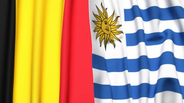 Çad ve Uruguay 'ın gerçekçi kumaşlı bayrakları