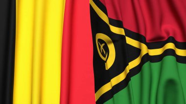 Çad ve VANUATU bayrakları gerçekçi kumaş dokusuyla