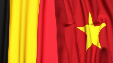 Çad ve VİETNAM bayrakları gerçekçi kumaş dokusuyla